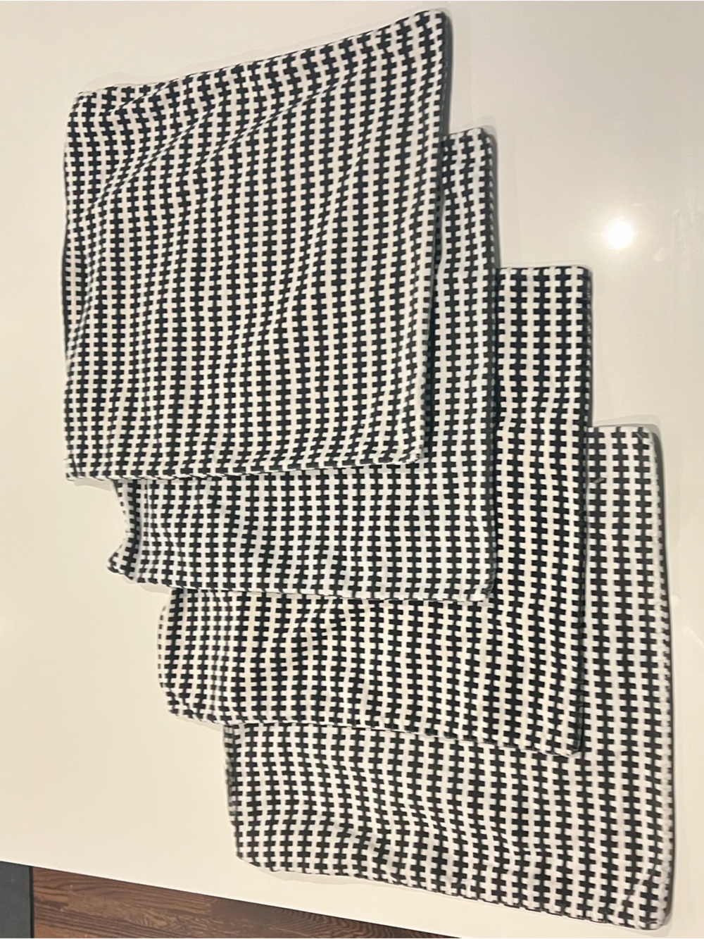 Set of 4 IKEA Black & White Stockholm m Velour Throw Pillow Covers 20”. Preowned